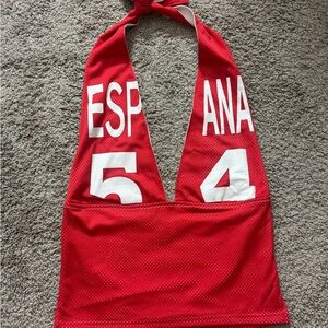 Fashion Nova Red and White Halter Top